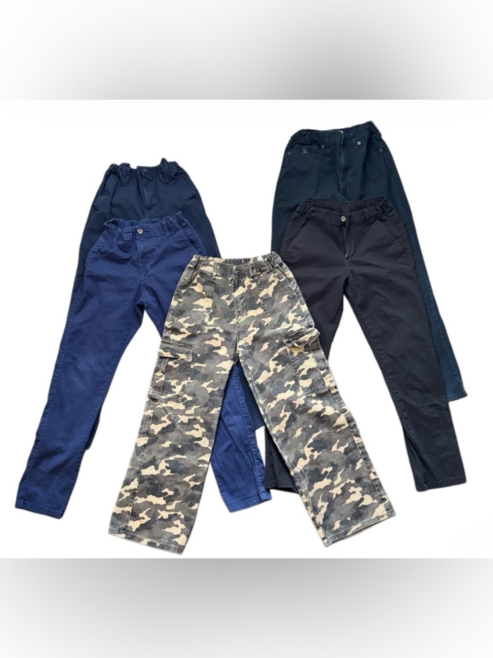 Variety Kids Pants Bundle - Camo, Navy & Black 5 pair